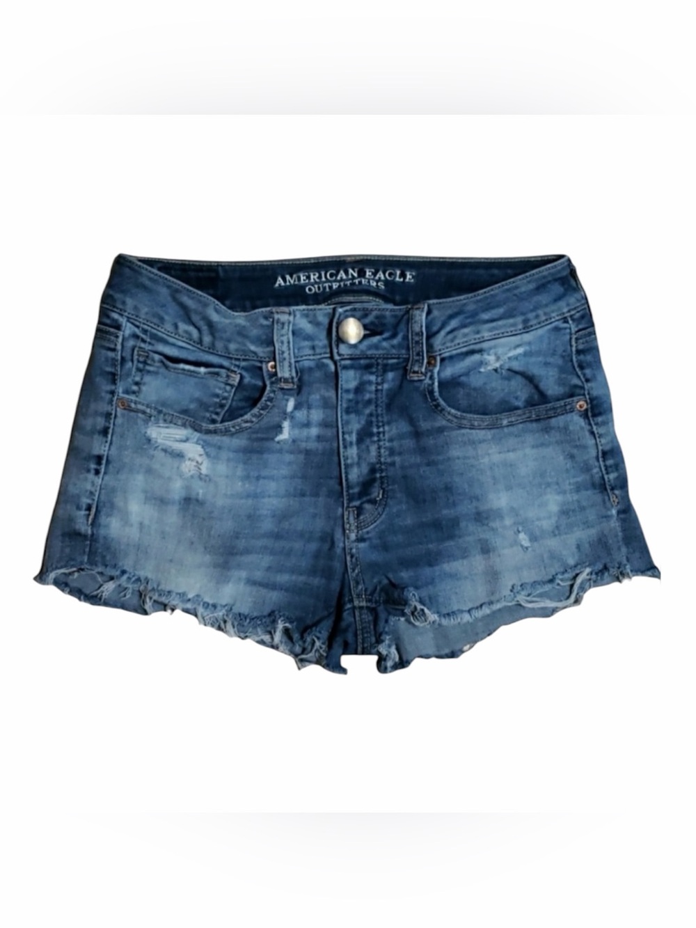 AEO Tom Girl Super Stretch Jean Shorts Size 2 American Eagle Outfitters Blue